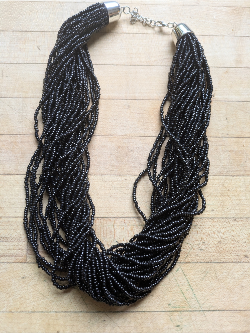 Black Multi-Strand Beaded Necklace - Unbranded